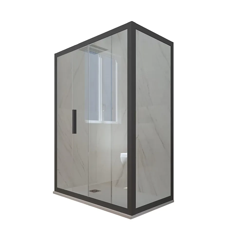 Forte Cabine parois de douche angulaire coulissante 70x120 cm H 200 en PVC Anthracite Verre Transparent mod. Deco Duo* Cabine De Douche