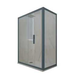 Forte Cabine parois de douche angulaire coulissante 70x120 cm H 200 en PVC Bleu Navy Verre Transparent mod. Deco Duo* Cabine De Douche