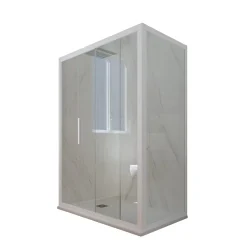Forte Cabine parois de douche angulaire coulissante 70x100 cm H 200 en PVC Blanc Matt Verre Transparent mod. Deco Duo* Cabine De Douche