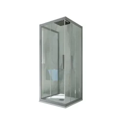 Forte Cabine parois de douche coulissante 3 côtés 70x120x70 cm H 200 en PVC Gris argent Verre Transparent mod. Kolors Trio* Cabine De Douche