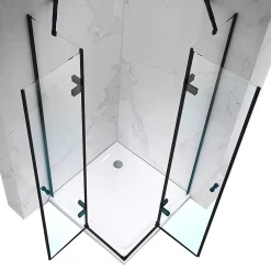 Saniverre Cabine porte de douche d'angle MAYA-BLACK H180 cm, 80 x 120 cm, verre transparent -* Cabine De Douche