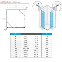 Saniverre Cabine porte de douche d'angle MAYA-BLACK H180 cm, 80 x 120 cm, verre transparent -* Cabine De Douche