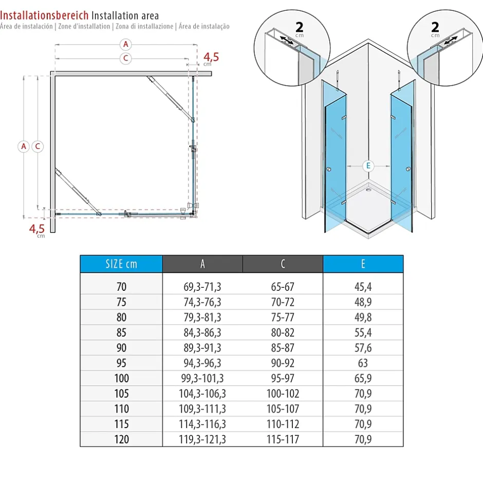 Saniverre Cabine porte de douche d'angle MAYA-BLACK H180 cm, 80 x 120 cm, verre transparent -* Cabine De Douche