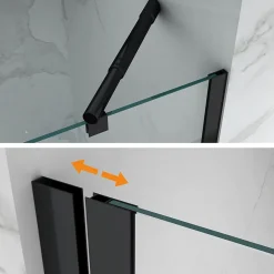 Saniverre Cabine porte de douche d'angle MAYA-BLACK H180 cm, 80 x 120 cm, verre transparent -* Cabine De Douche