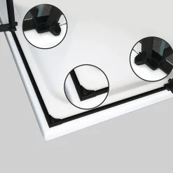 Saniverre Cabine porte de douche d'angle MAYA-BLACK H190 cm, 70 x 120 cm, verre transparent -