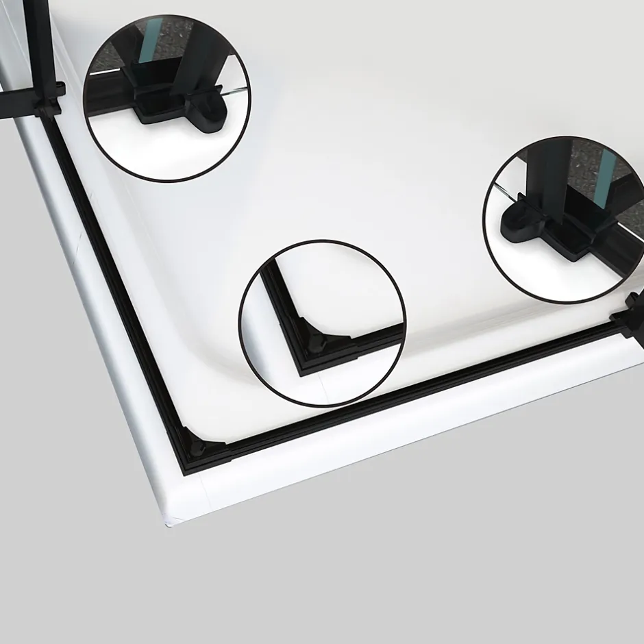 Saniverre Cabine porte de douche d'angle MAYA-BLACK H190 cm, 70 x 120 cm, verre transparent -