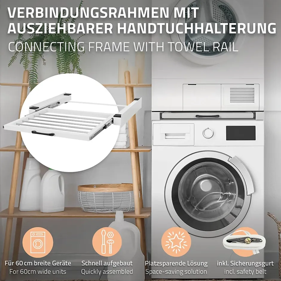 Ml-Design Cadre intermédiaire universel pour lave-linge avec porte-serviettes coulissante