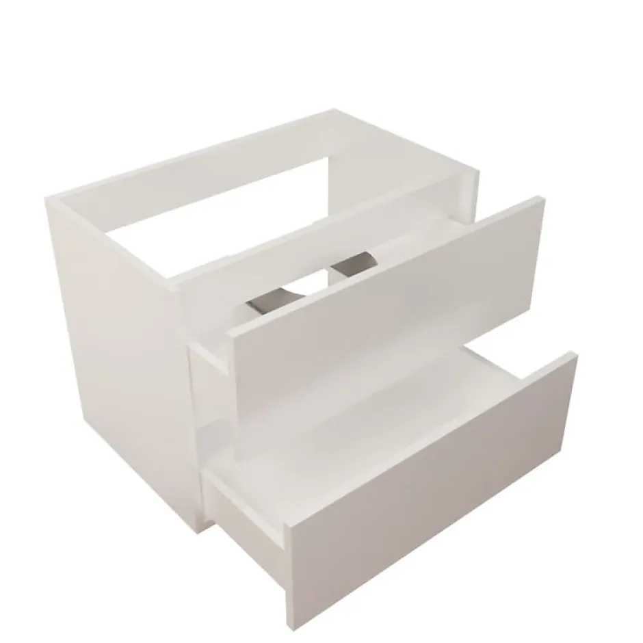 Cuisibane Caisson de salle de bain ROSALY INOX - 70 cm- Blanc- Plan vasque en