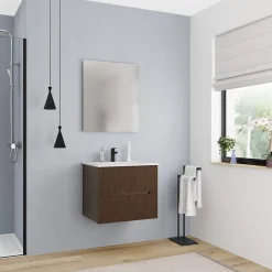 Ceramia 60 cm, meuble de salle de bain assemblé, couleur chêne (-5DW60)* Meuble Sous-Vasque