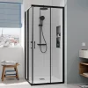 Ceramia CASCADA Porte de douche 80x80x195cm coulissante anticalcaire avec profilés Noir mat (CERAHC8080B)* Porte De Douche