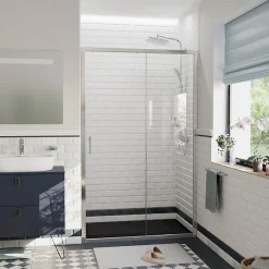 Ceramia PURA Porte de douche 120x195cm coulissante anticalcaire avec profilés Chrome brillant (CERAHP120C)* Porte De Douche