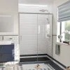 Ceramia PURA Porte de douche 140x195cm coulissante anticalcaire avec profilés Chrome brillant (CERAHP140C)