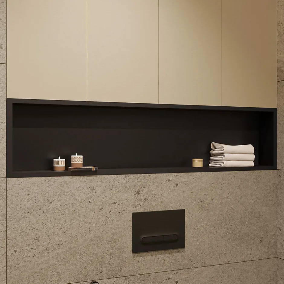 Ceramia Timeless Niche de Douche à encastrer, Acier Inoxydable 304, 120x28x10cm, Noir mat
