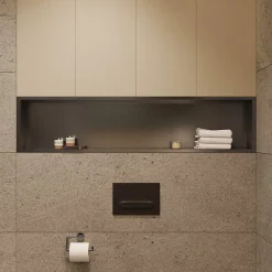 Ceramia Timeless Niche de Douche à encastrer, Acier Inoxydable 304, 120x28x10cm, Gun Métal brossé PVD* Niche De Salle De Bains