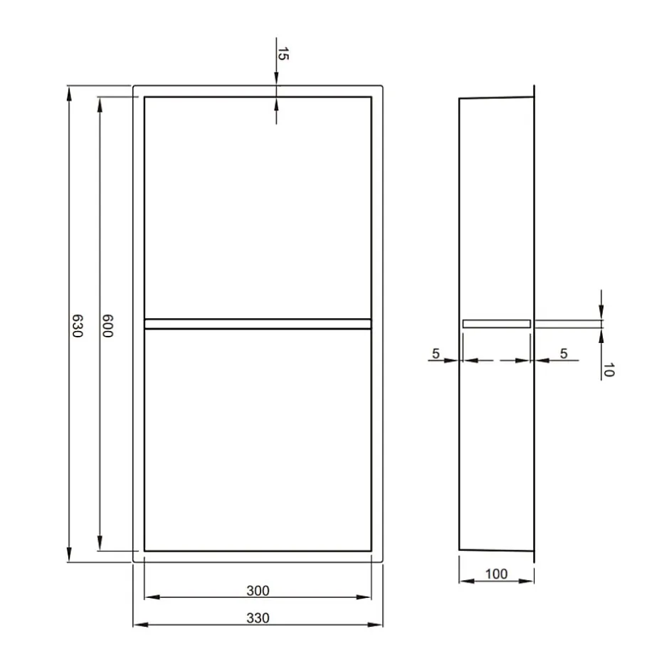 Ceramia Timeless Niche de Douche à encastrer, Acier Inoxydable 304, 2 étagères, 60x30x10cm, Gun Métal brossé PVD* Niche De Salle De Bains