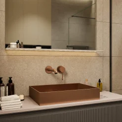 Ceramia Timeless Vasque à poser en Acier inoxydable 304, 55x38x11cm sans trop-plein + Bonde, Cuivre brossé PVD* Vasque À Poser