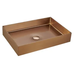 Ceramia Timeless Vasque à poser en Acier inoxydable 304, 55x38x11cm sans trop-plein + Bonde, Cuivre brossé PVD* Vasque À Poser