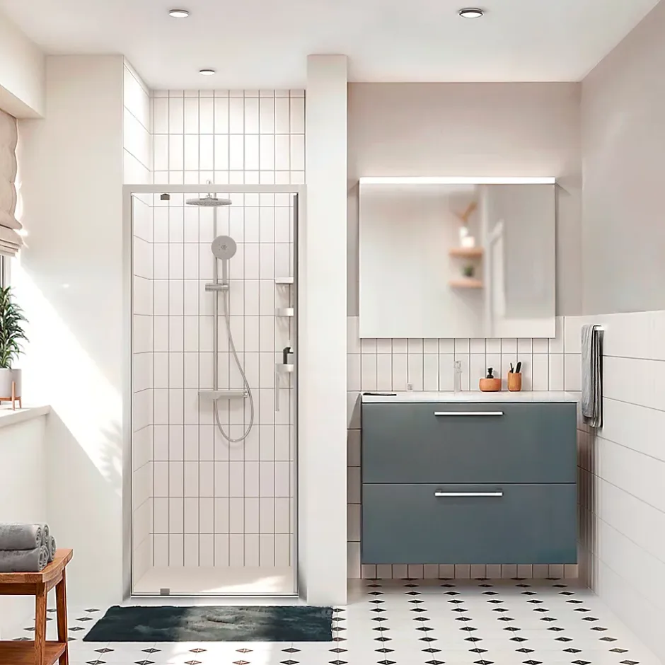 Ceramia Zenith Porte de douche 80x195cm pivotante anticalcaire avec profilés Chrome brillant (CERAHZ80C)* Porte De Douche