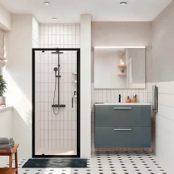 Ceramia Zenith Porte de douche 80x195cm pivotante anticalcaire avec profilés Noir mat (CERAHZ80B)