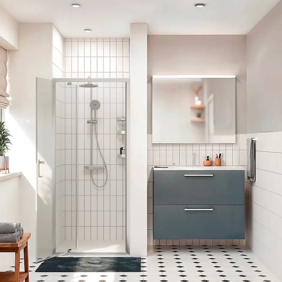 Ceramia Zenith Porte de douche 100x195cm pivotante anticalcaire avec profilés Chrome brillant (CERAHZ100C)* Porte De Douche