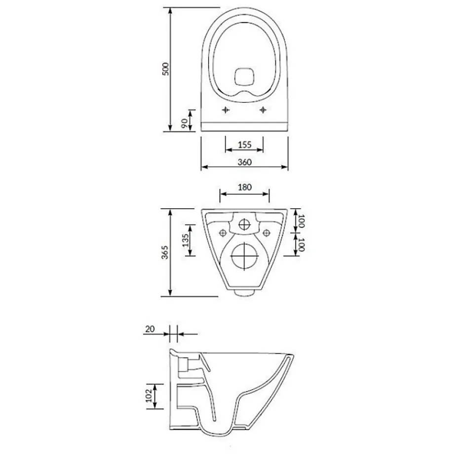 Cersanit Mille Cuvette suspendue sans bride avec abattant softclose, Blanc (S701-454-ECO)