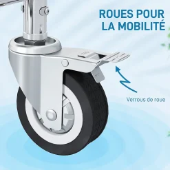 Homcom Chaise percée médicale à roulettes - repose-pieds, dossier, accoudoirs, pot amovible, support papier - alu blanc HDPE gris* Siège De Douche