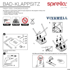 Spirella Chaise pliante rabattable de bain Chrome