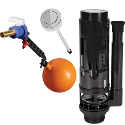 Fluidmaster Chasse d'eau + robinet flotteur SE 3/8 - 2", Bouton poussoir + tige* Chasse D'Eau