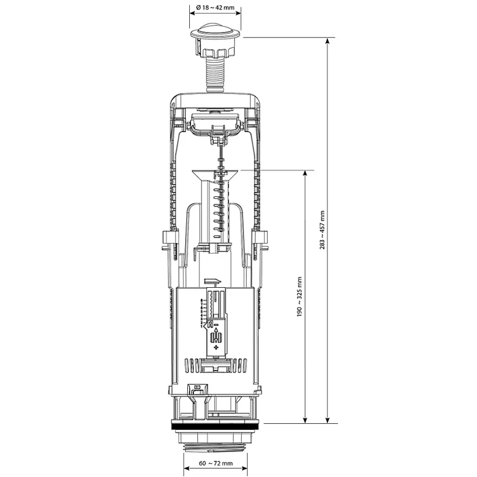 Flomasta Chasse d'eau 2", double bouton poussoir + étrier