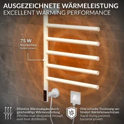 Luxebath Chauffe-serviette électrique 75W 45-60C 450x622 mm blanc rotation 180 degrés en acier inox* Sèche-Serviettes Eau Chaude
