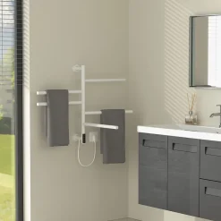Luxebath Chauffe-serviette électrique 75W 45-60C 450x622 mm blanc rotation 180 degrés en acier inox* Sèche-Serviettes Eau Chaude