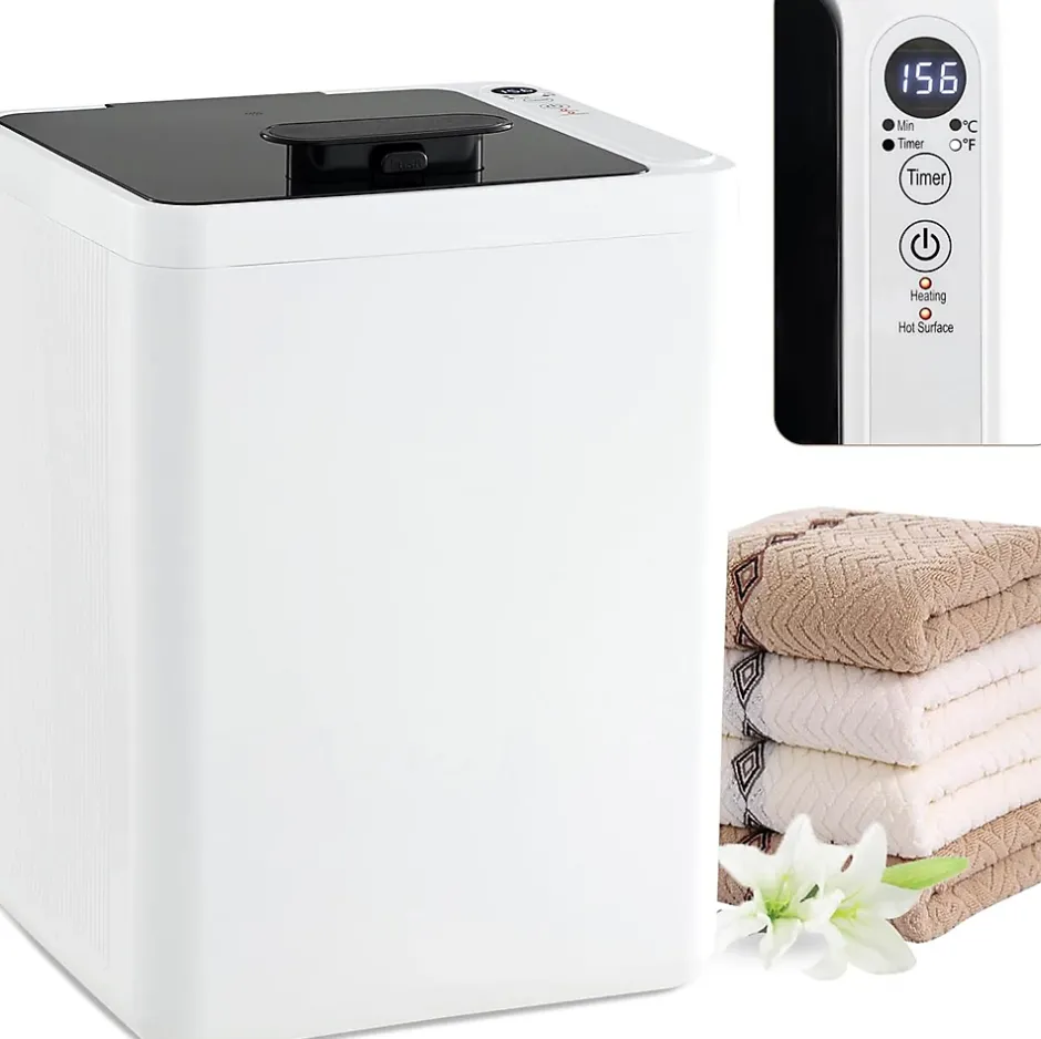 Giantex Chauffe-Serviettes 23 L,Ecran LED, Minuterie de 15 à 90 Min, pour Serviettes 114 x 178cm, Peignoirs, Couvertures, Blanc* Sèche-Serviettes Électrique