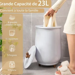 Giantex Chauffe-Serviettes Style Seau 23L, 3 Niveaux Chauffage 60-80Celsius & Minuterie 20-90min, Chauffe-Serviettes, Blanc* Sèche-Serviettes Électrique