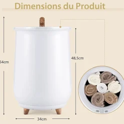 Giantex Chauffe-Serviettes Style Seau 23L, 3 Niveaux Chauffage 60-80Celsius & Minuterie 20-90min, Chauffe-Serviettes, Blanc* Sèche-Serviettes Électrique