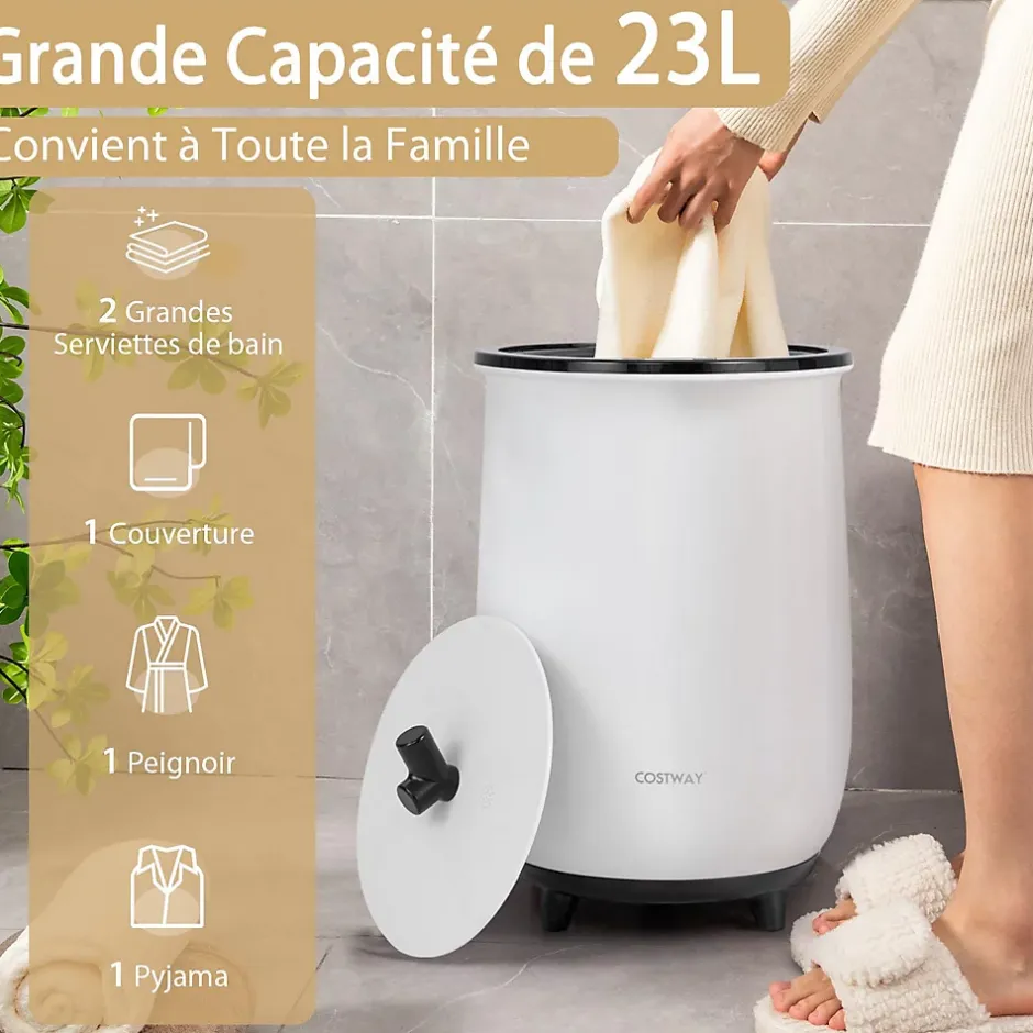 Giantex Chauffe-Serviettes Style Seau 23L, 3 Niveaux Chauffage 60-80Celsius & Minuterie 20-90min, Arrêt Automatique, Noir