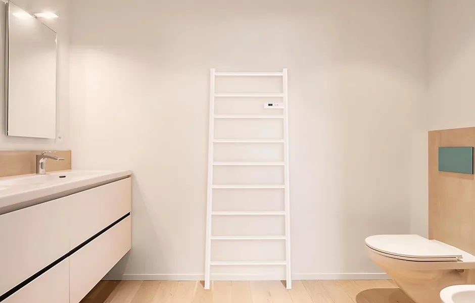 Chemin'Arte Sèche-Serviettes Blanc Design échelle 150cm - 250W - Thermostat électronique - Timer* Sèche-Serviettes Électrique