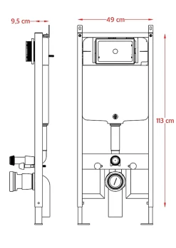 Laneri Châssis de bâti-support pour bidet, châssis réservoir caché complet de plaque de commande Inox pour couple de sanitaires suspendu* Bidet