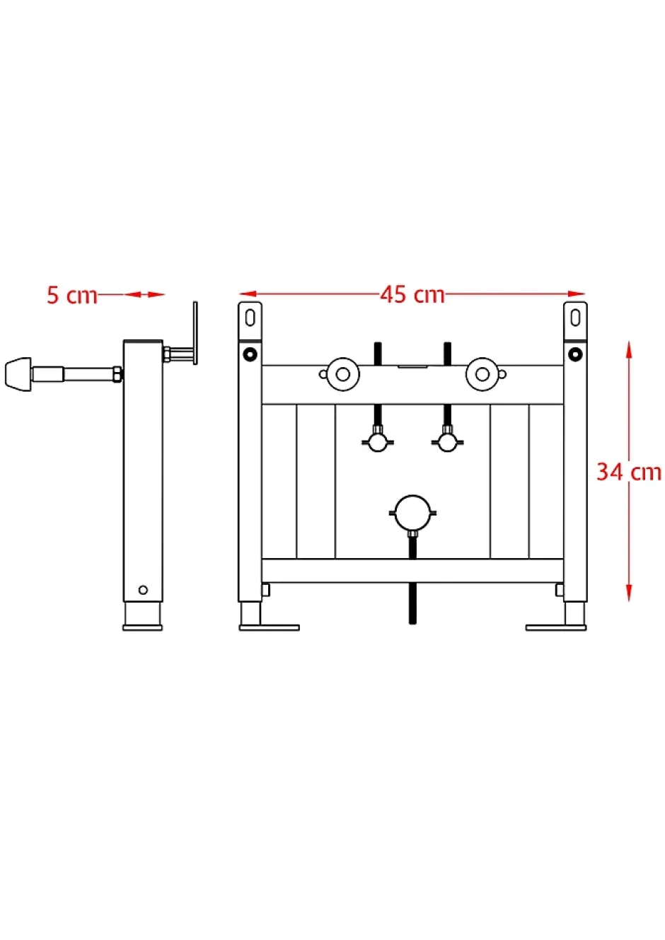 Laneri Châssis de bâti-support universal pour bidet suspendu complet de pieds supports réglables en acier inoxydable