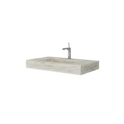 Kiamami Valentina 80Cm Hpl Stratifié Lavabo Chêne Glace Bassin Central