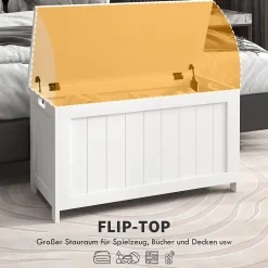 ProximaX Coffre de rangement avec poignée et couvercle, 81 x 40 x 46 cm, boîte de rangement pour salon et chambre, blanc* Meuble Wc