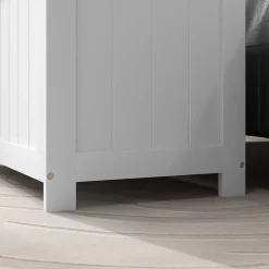 ProximaX Coffre de rangement avec poignée et couvercle, 81 x 40 x 46 cm, boîte de rangement pour salon et chambre, blanc* Meuble Wc