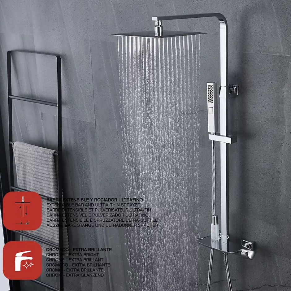 Poalgi Colonne bain douche mécanique avec barre extensible SKY BATH chromé série JOY* Colonne De Douche Mécanique