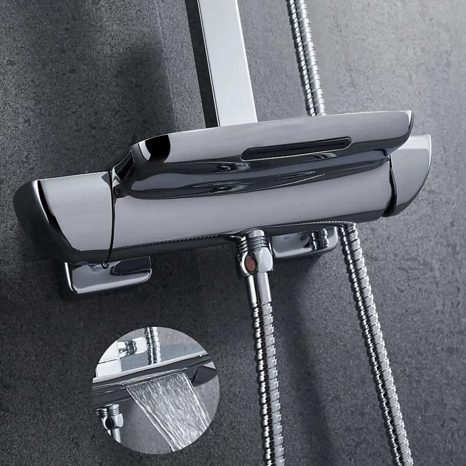 Poalgi Colonne bain douche mécanique avec barre extensible SKY BATH chromé série JOY* Colonne De Douche Mécanique