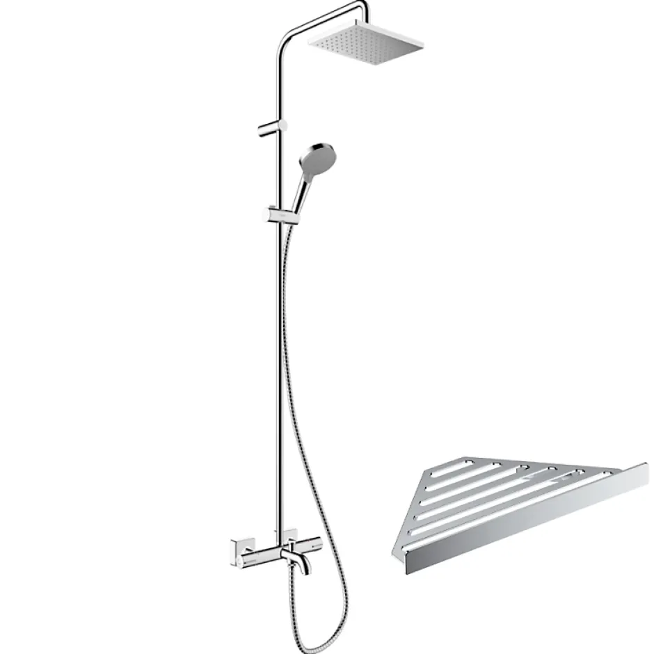 Hansgrohe Colonne bain douche thermostatique Vernis Shape 230 chromé + tablette AddStoris* Robinet De Douche