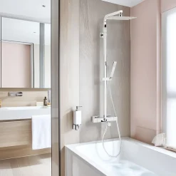 Valentin Colonne bain douche thermostatique avec pomme de tête, douchette et flexible, chrome, Touareg* Colonne De Baignoire
