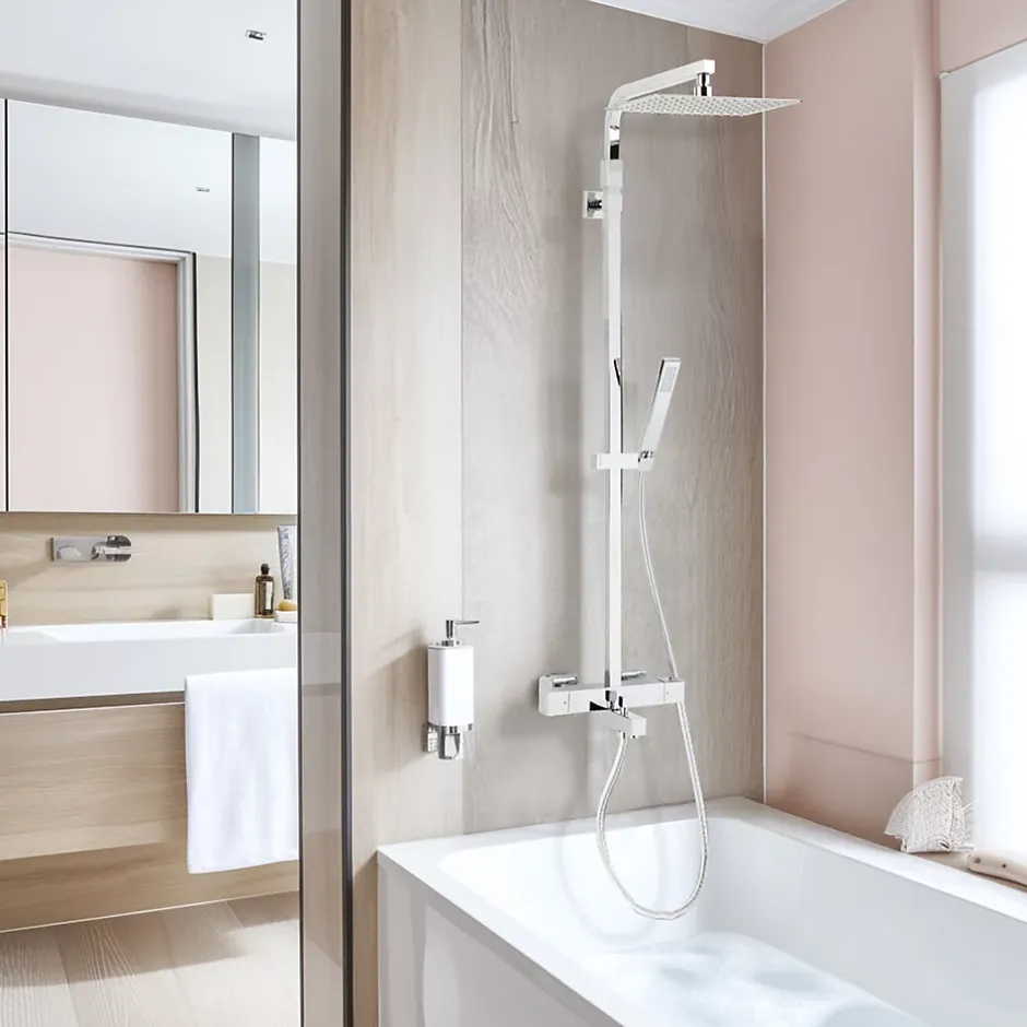 Valentin Colonne bain douche thermostatique avec pomme de tête, douchette et flexible, chrome, Touareg* Colonne De Baignoire