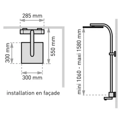 Valentin Colonne bain douche thermostatique avec pomme de tête, douchette et flexible, chrome, Touareg* Colonne De Baignoire