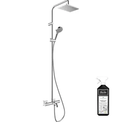 Hansgrohe Colonne bain douche thermostatique Vernis Shape 230 chromé + nettoyant Briochin