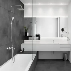 Hansgrohe Colonne bain douche thermostatique Vernis Shape 230 chromé + nettoyant Briochin