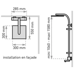 Valentin Colonne bain douche thermostatique avec tablettes, pomme de tête, douchette et flexible, chrome, Touareg* Colonne De Baignoire